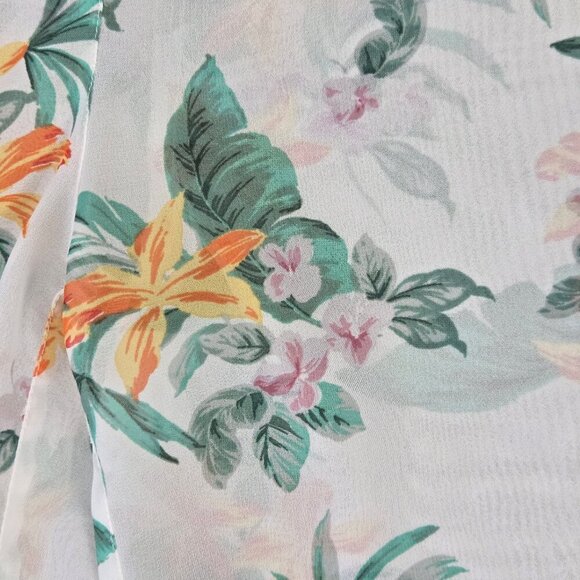 Club Z Collection Size XL White Sheer Coverup Pants Floral Pattern Elastic Waist - Picture 6 of 11